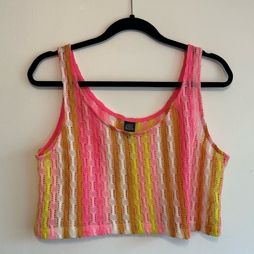 Wild Fable M Medium Neon Pink Yellow Orange Tank Crochet Crop